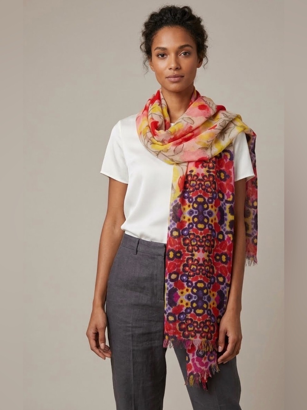 Anthropologie Lulla by Bindya Multicolor Floral Scarf